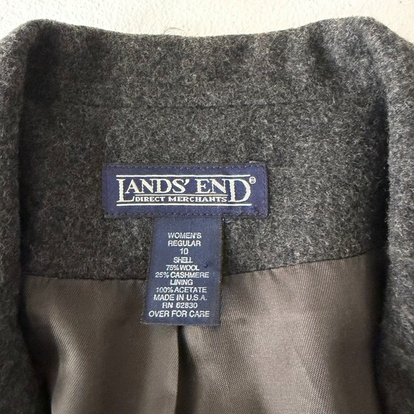 Lands' End Wool Cashmere Blazer Gray USA Made Tailored Classic Womens 10 - Picture 6 of 13